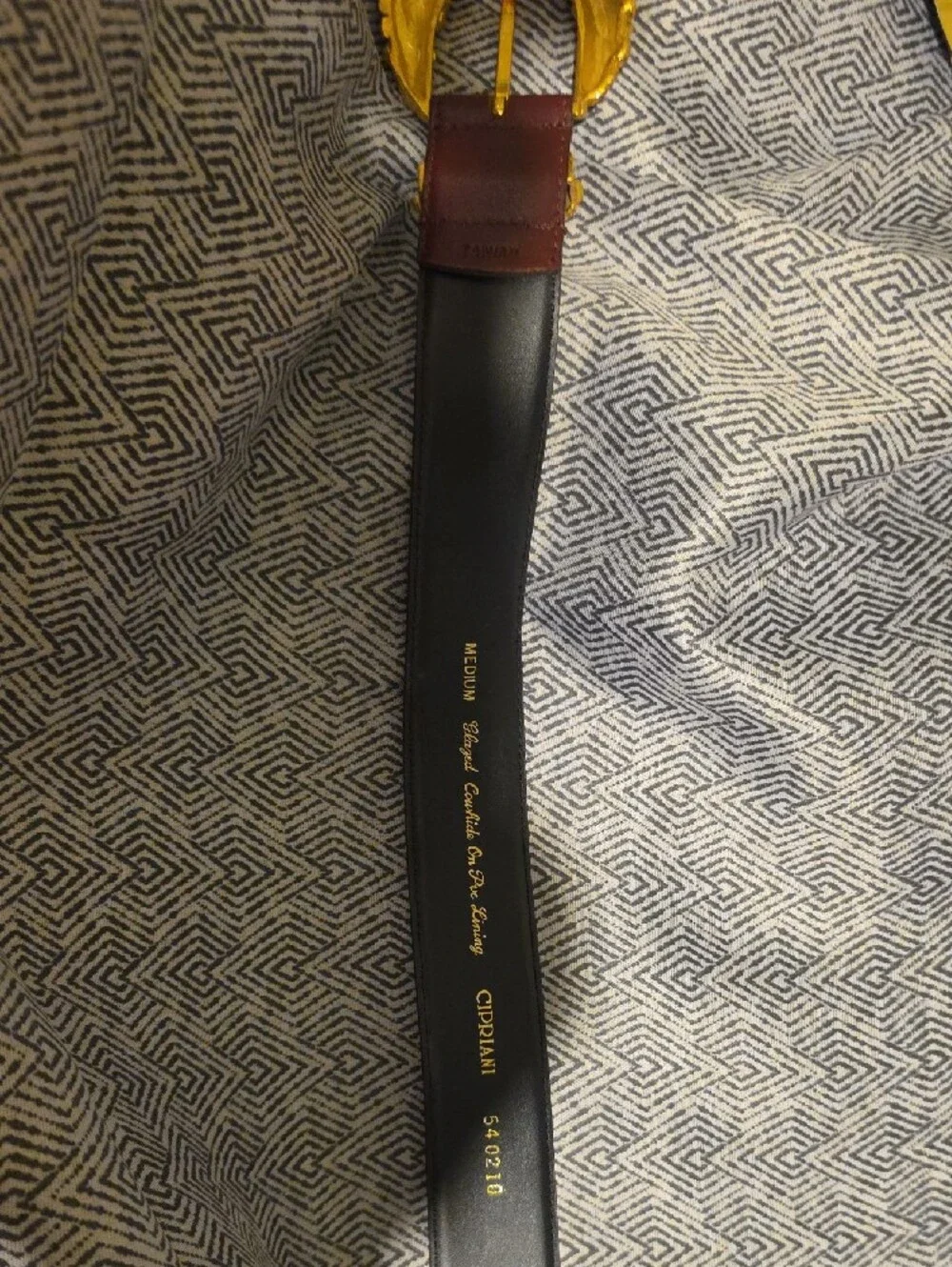 Burgandy Leather Belt with Gold Decorative Buckle - Cipriani
